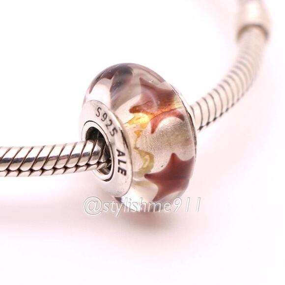 Authentic PANDORA Cinnamon Stars Glass Murano Bead - 790903 - Picture 3 of 9